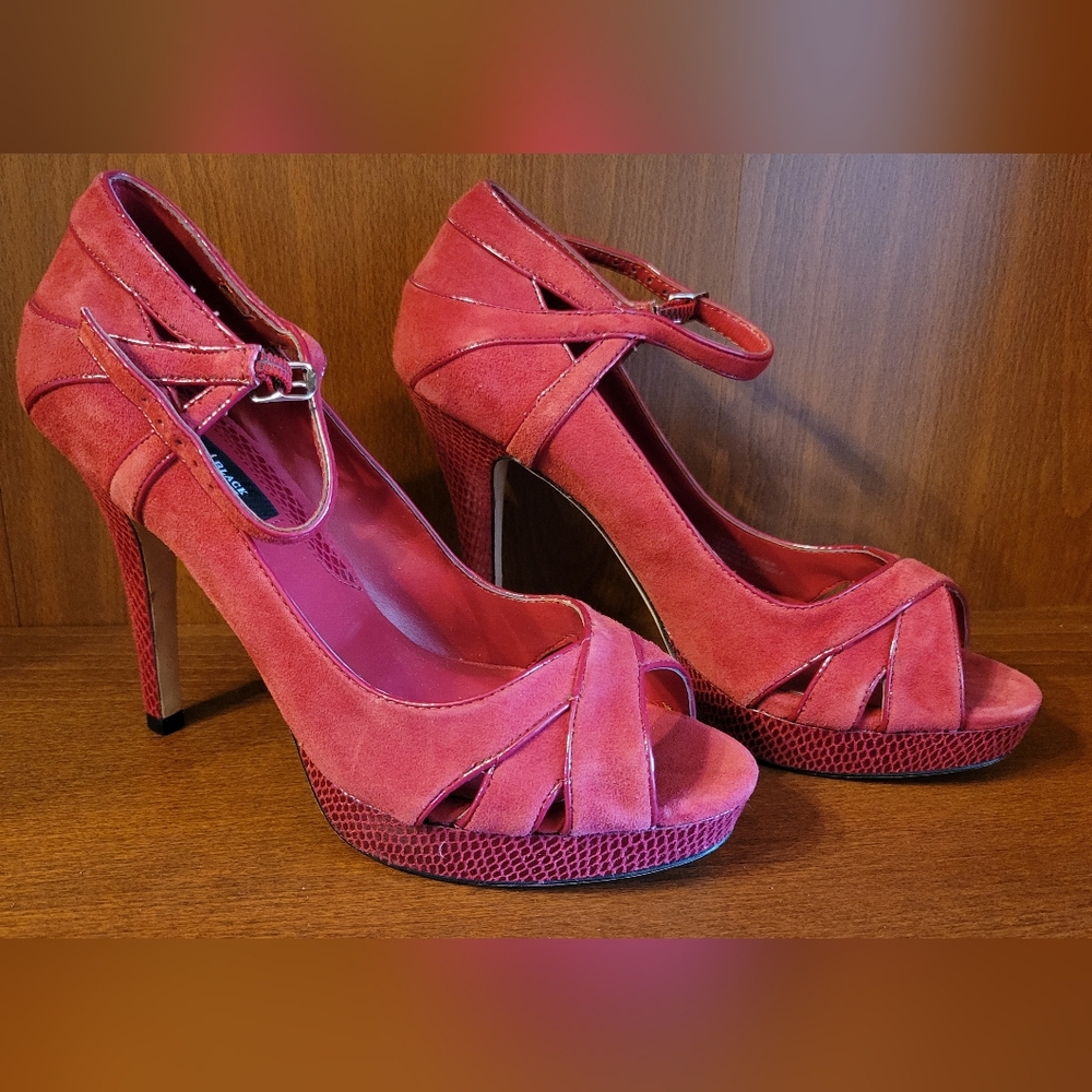 White House Black Market Red Suede Heels